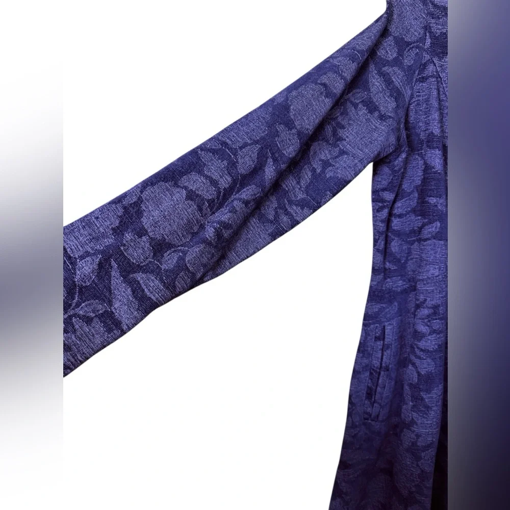 C.M.C Women’s Cotton Chenille Tapestry Funnel Neck Burnout Indigo Coat Sz S